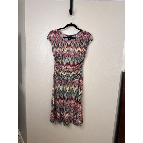 En Focus Studio Multicolor Chevron Print Cap Sleeve Dress Womens 8 Polyester - Picture 2 of 7